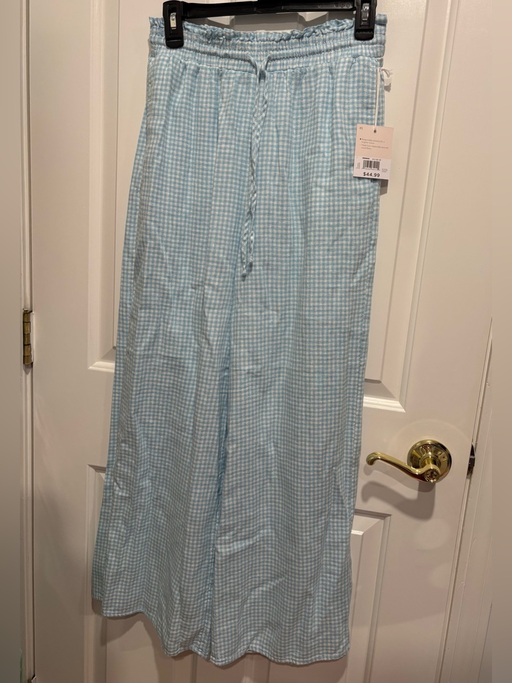 NWT LC Lauren Conrad Blue and White Gingham Lounge Pants